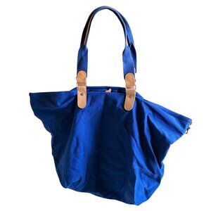 GAP Clothing Co. 80's Cotton / Leather Oversized Tote Bag (Blue)
